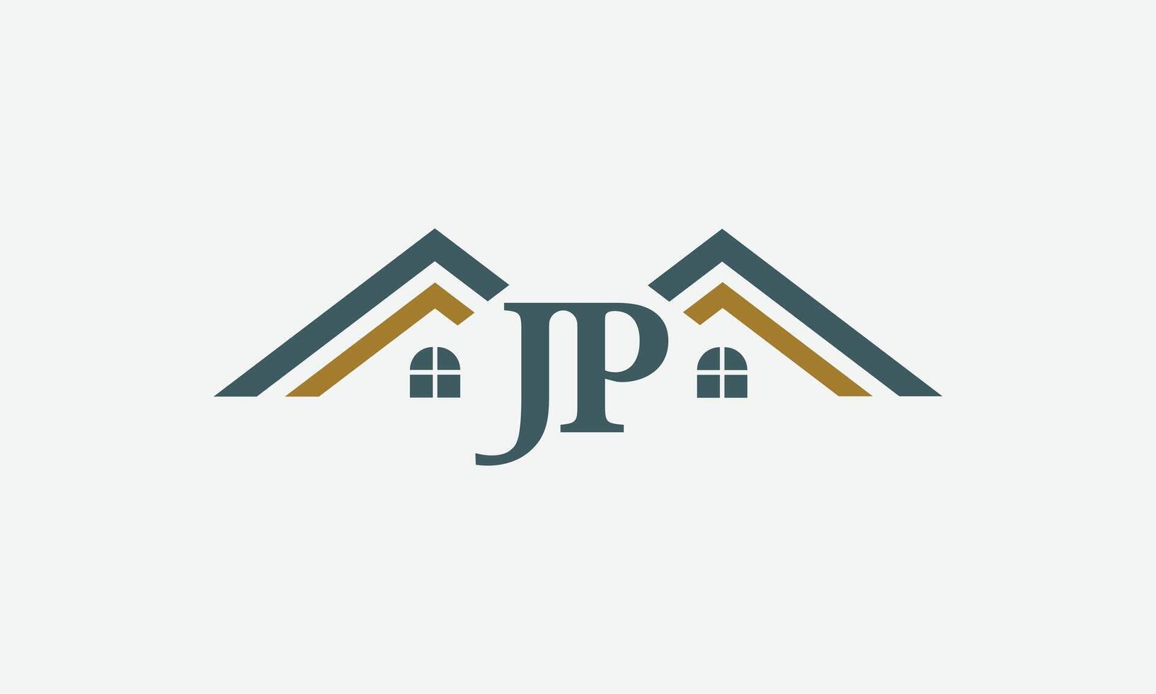 JP real estate monogram logo design vector