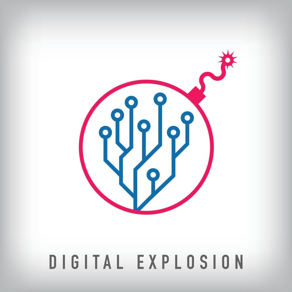 Different digital explosion logo design. Simple data and technology firm corporate logo template. vector