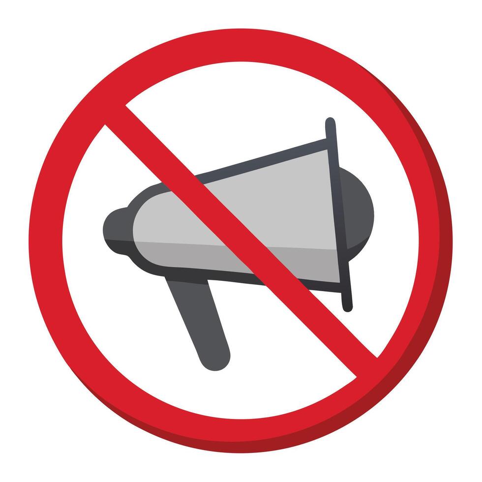 No Megaphone Symbol Red Prohibition Sign on White Background Warning Design vector