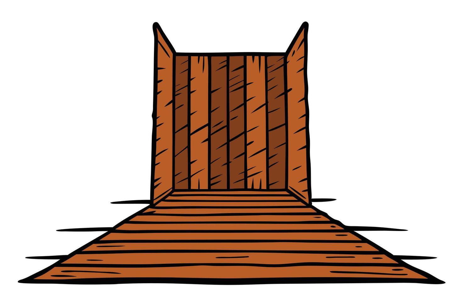 Brown Wooden Gate with Ramp, Cartoon Style, Isolated on Transparent Background vector