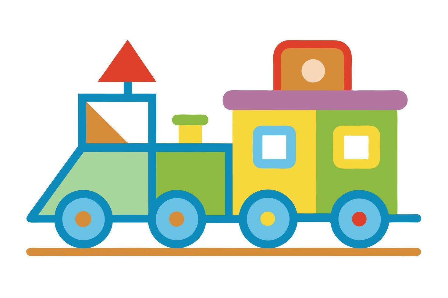 Colorful Toy Train Engine Cartoon on White Background Flat Design vector