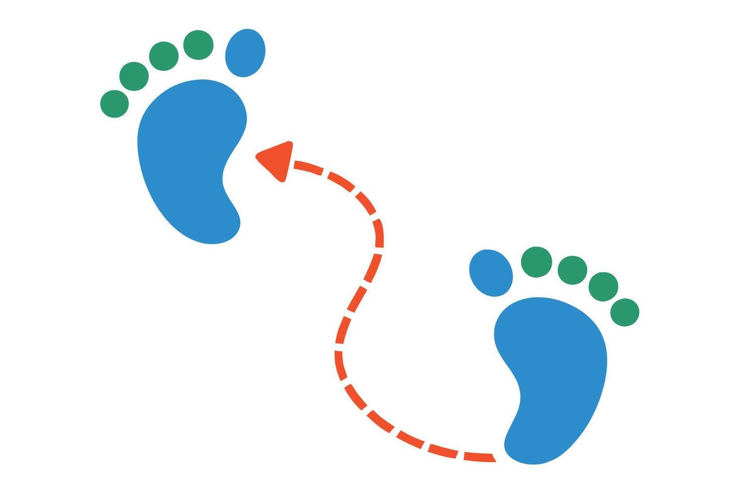 Footprints with Arrow Guidance on White Transparent Background Design Icon vector
