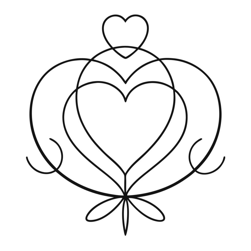Decorative Hearts Line Art Design with Transparent Background for Crafting Projects vector