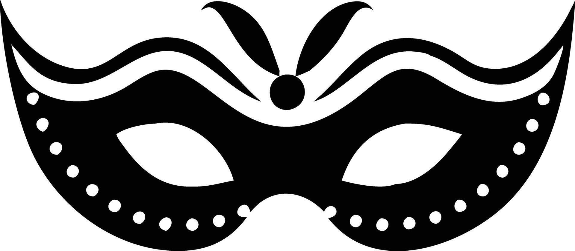 Ornate Black Mask with Decorative Details on Transparent Background Design Element vector