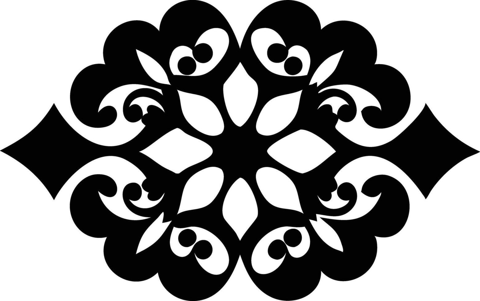 Ornate Floral Pattern , Black Filigree Design on Transparent Background vector
