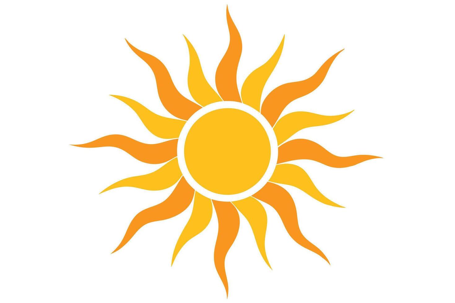 Yellow Orange Sun Design with Pointed Rays on a White Isolated Background vector
