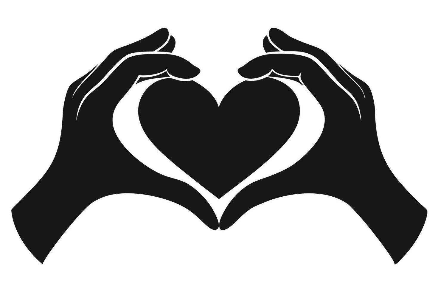Black Hand Heart Symbol Forming Silhouette On Transparent Background Icon vector