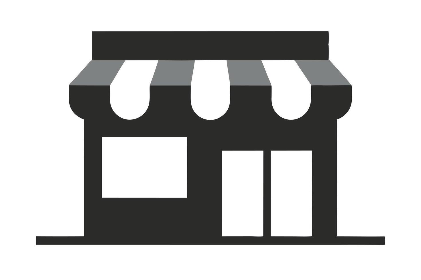 Storefront Icon with Awning, Window, and Doors on Transparent Background vector