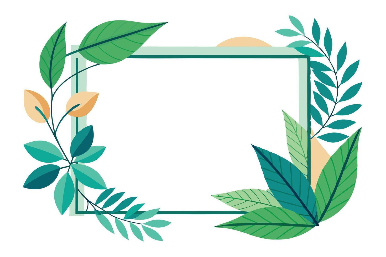 Green with Colorful Leaves Decoration on White Background Floral Elements Decor vector