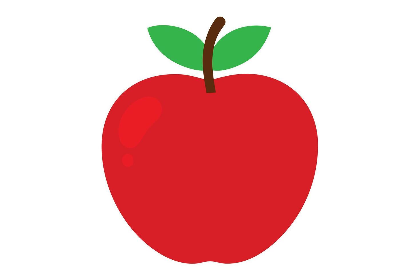 Red Apple with Green Leaves on a White Background Design vector