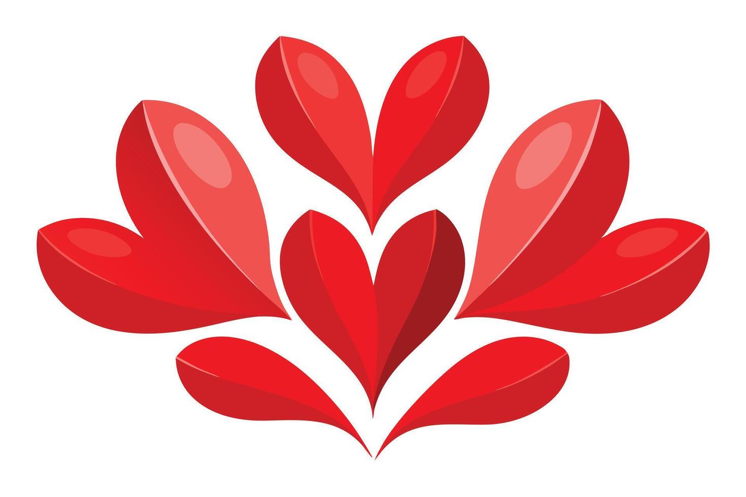 Hearts Cluster Illustration, Red Heart Shapes on White Backdrop, Cartoon Style Icon vector