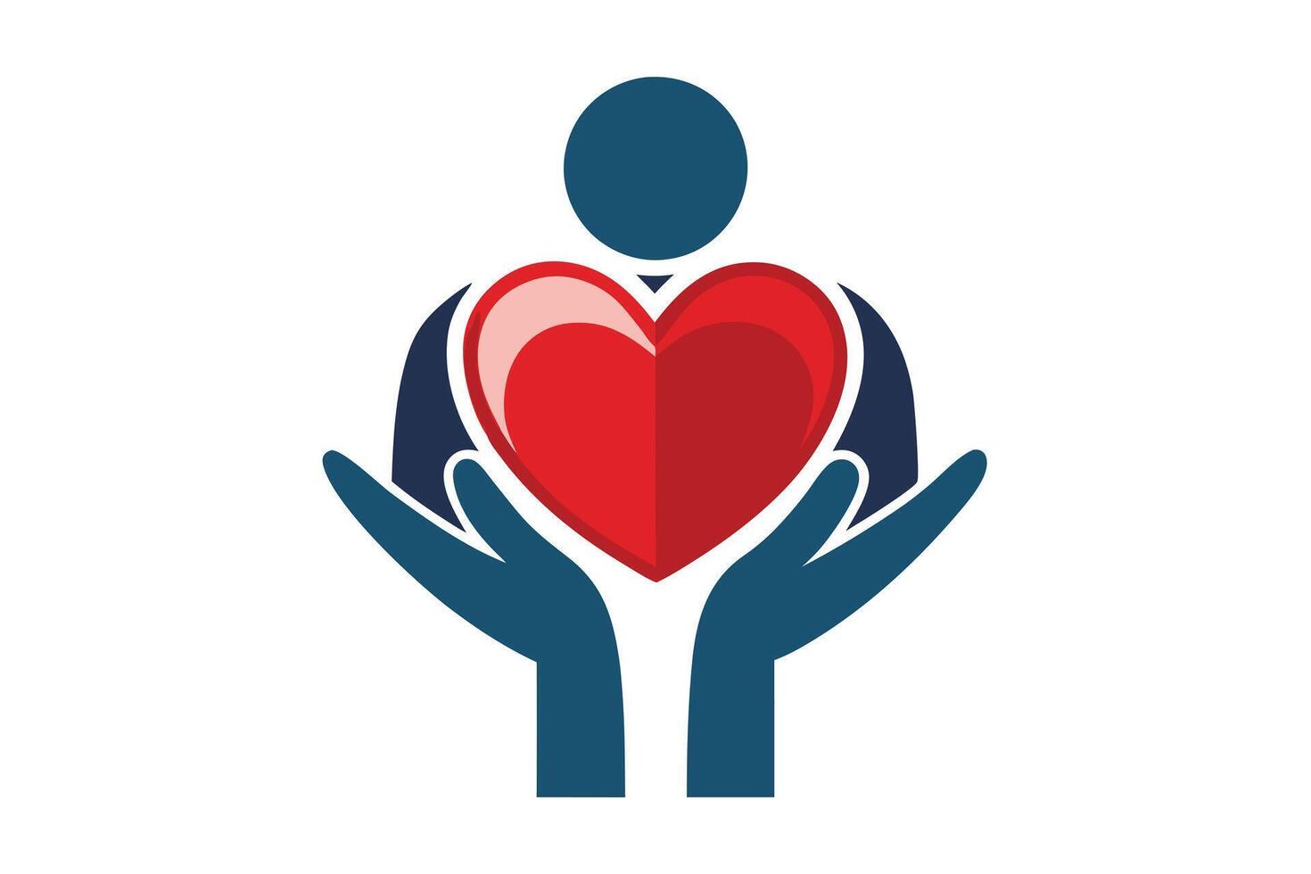 Person Holding Red Heart Flat Design Icon With Blue Arms and Transparent Background vector