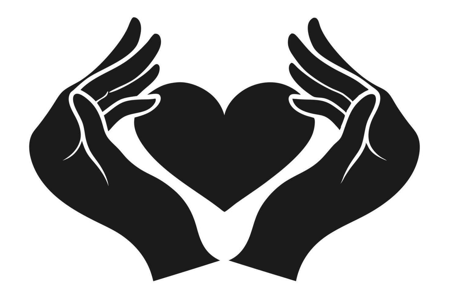 Heart Held by Two Hands Silhouette Isolated on Transparent Background Love Symbol vector
