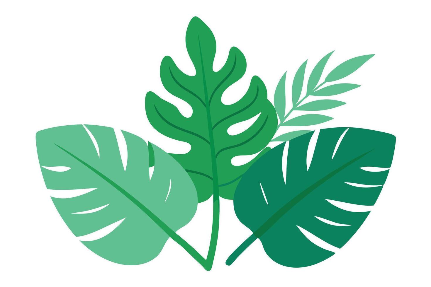 Green Tropical Leaves Arrangement on Transparent Background Design vector