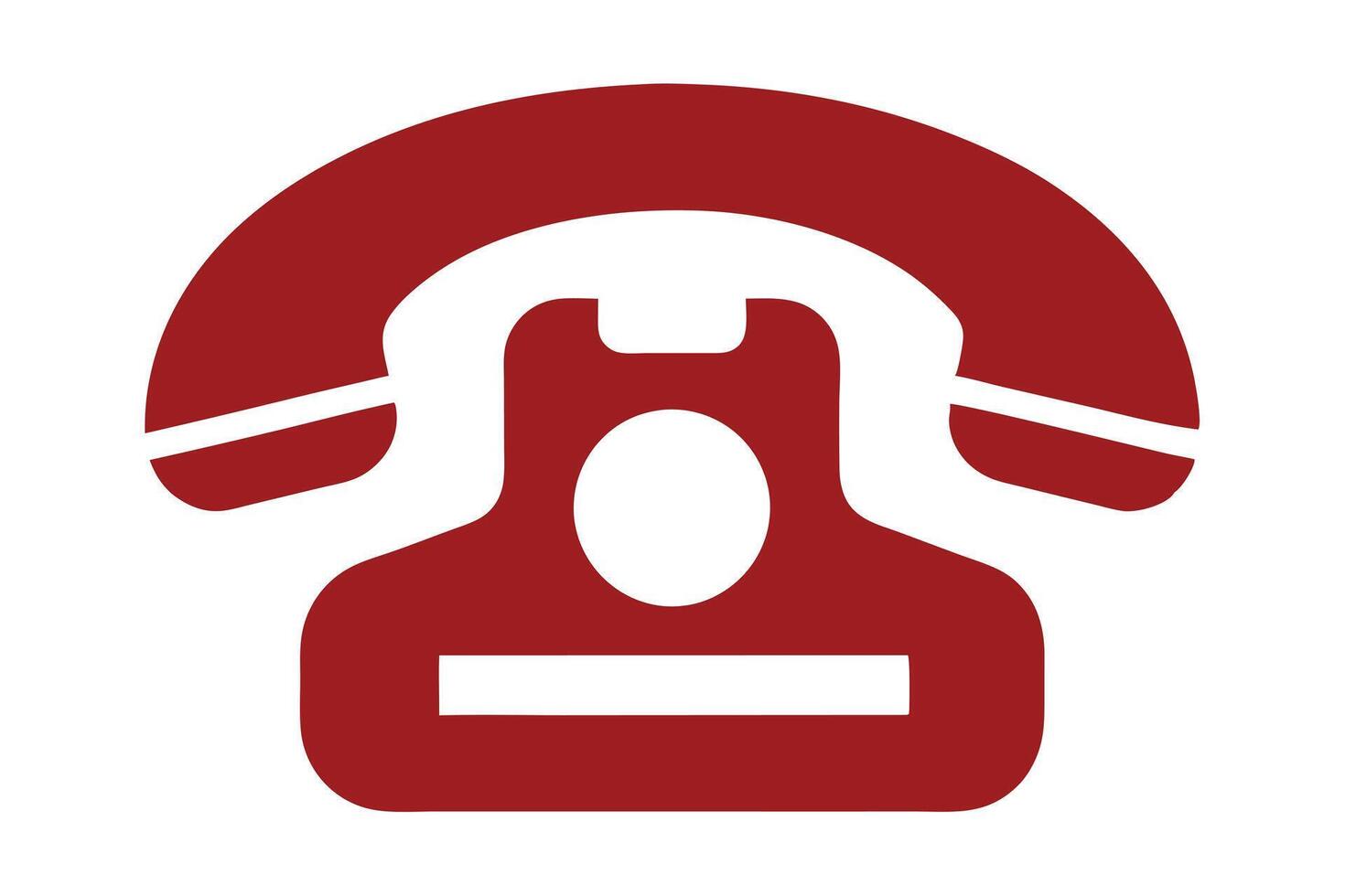 Red Retro Telephone Icon Isolated On White Background Minimalist Phone Design vector