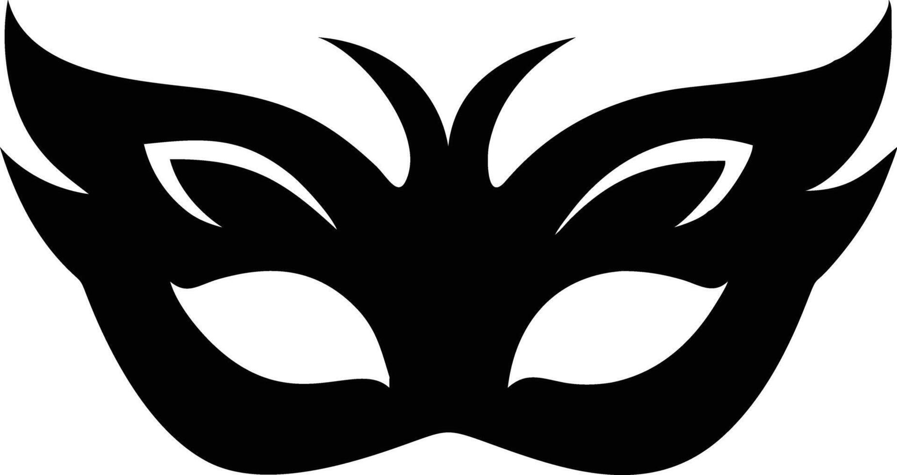 Elegant Black Carnival Mask Icon Silhouette on Transparent Background vector