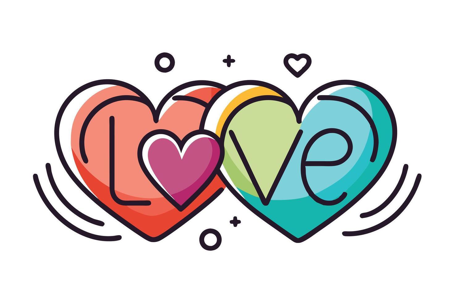 Colorful Hearts Forming the Word Love Isolated on Transparent Background vector