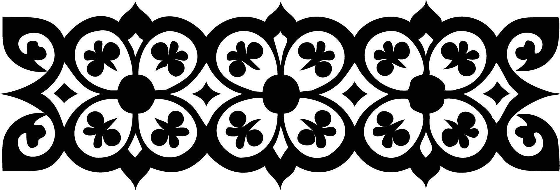 Decorative Black Ornate Border with Floral Elements on a Transparent Background vector