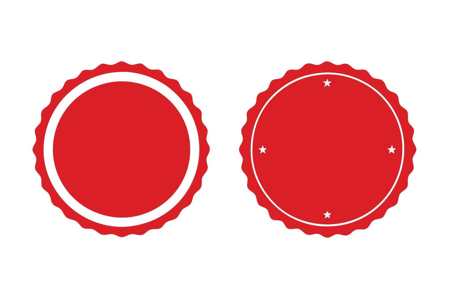 Two Red Round Badges with White Outline Isolated on White Background Design vector