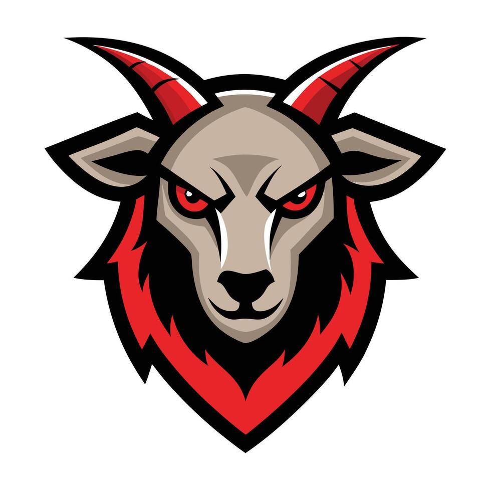 Aggressive Goat Head Logo with Red Accents on Transparent Background vector