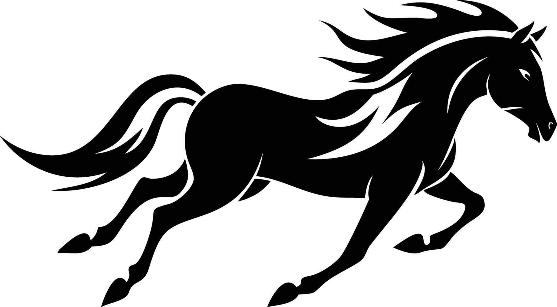 Silhouette of Running Horse with Flowing Mane on Transparent Background vector
