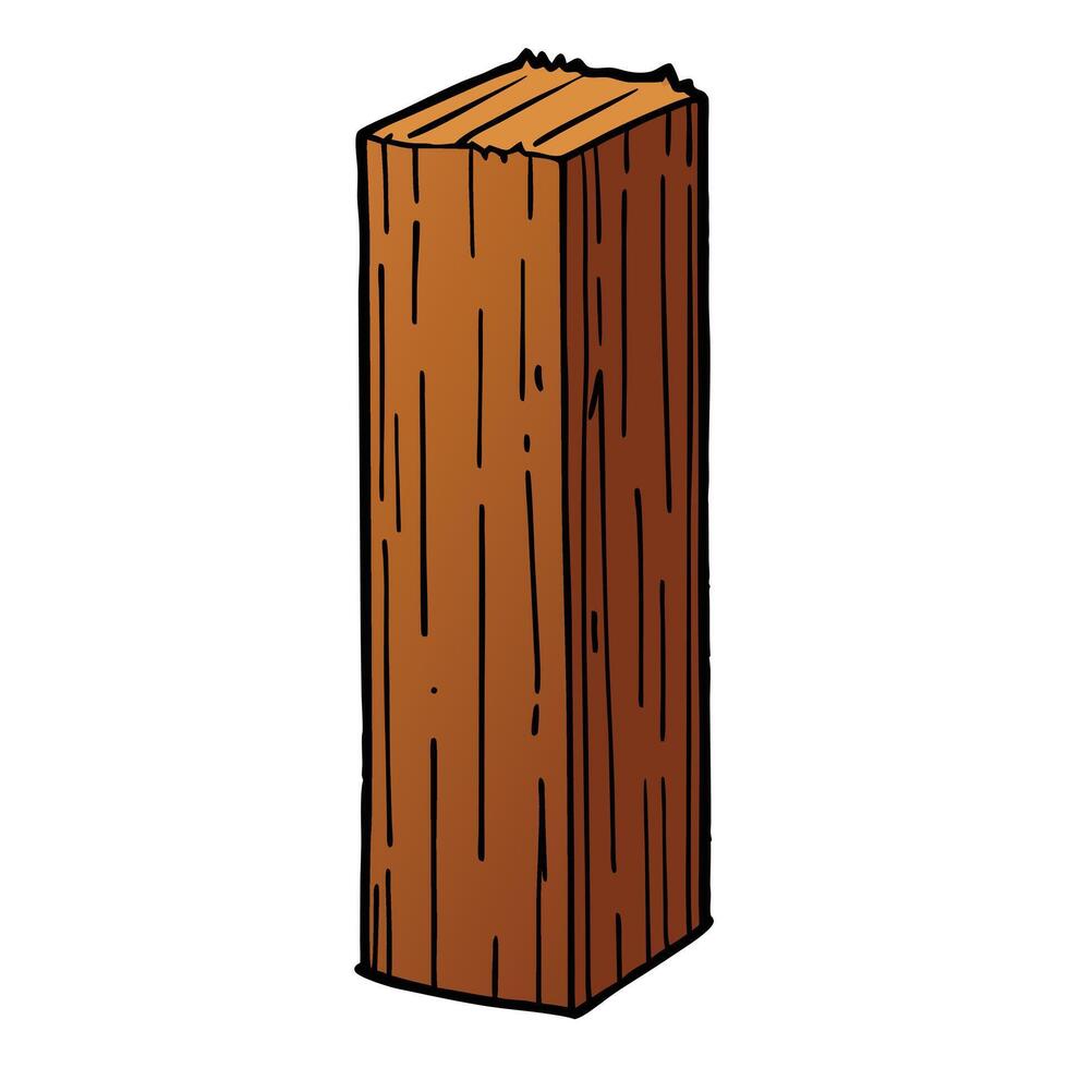 Cartoon Timber with Rough Cut Edges, Brown Wood Grain Texture, on transparent background vector