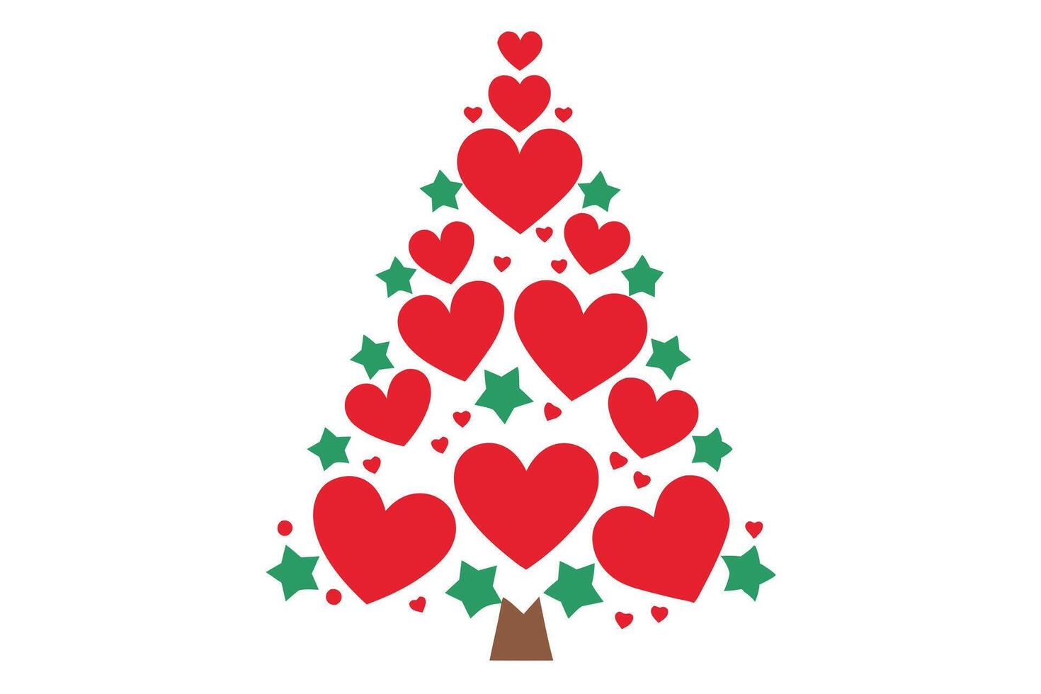 Heart Tree with Stars and Red Hearts on White Background Design vector