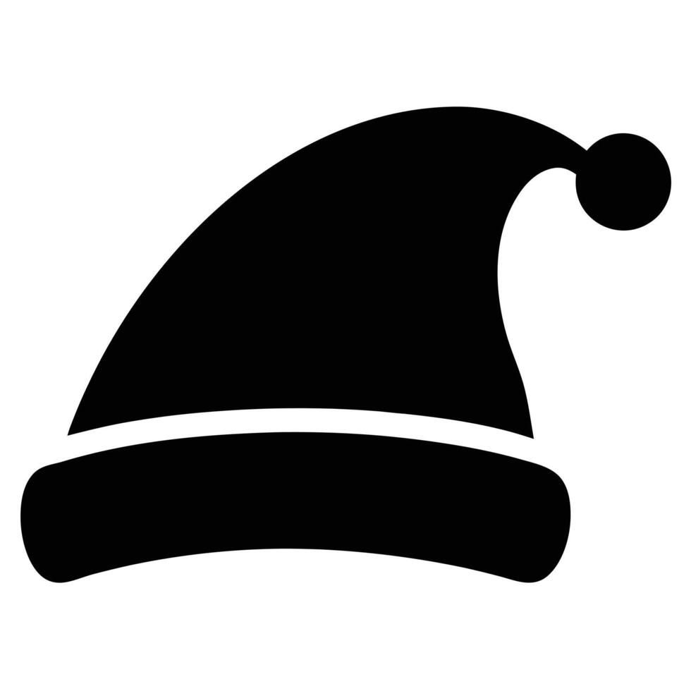Santa Cap Silhouette with Pompom and White Strip on a Transparent Backdrop vector