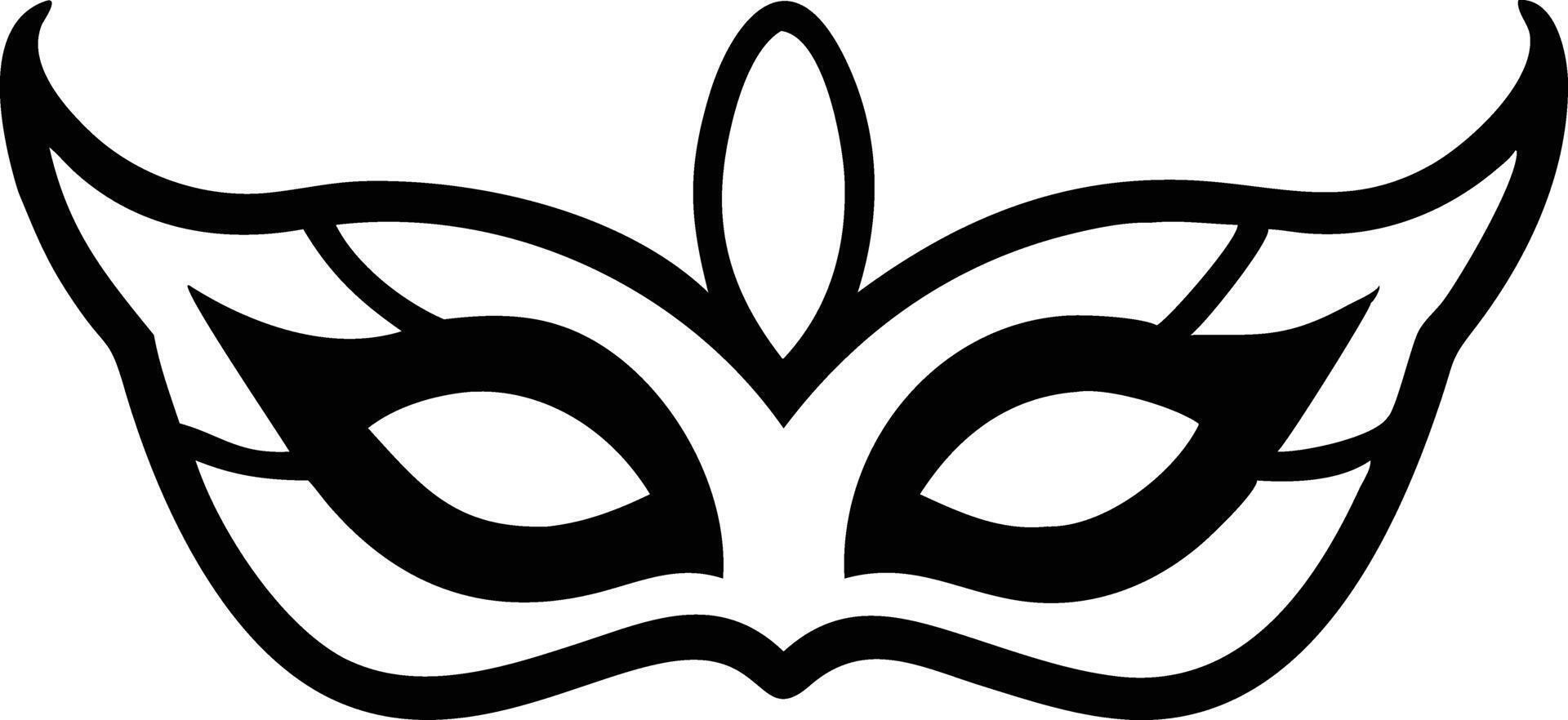 Ornate Silhouette Masquerade Mask with Feather Detail on Transparent Background vector