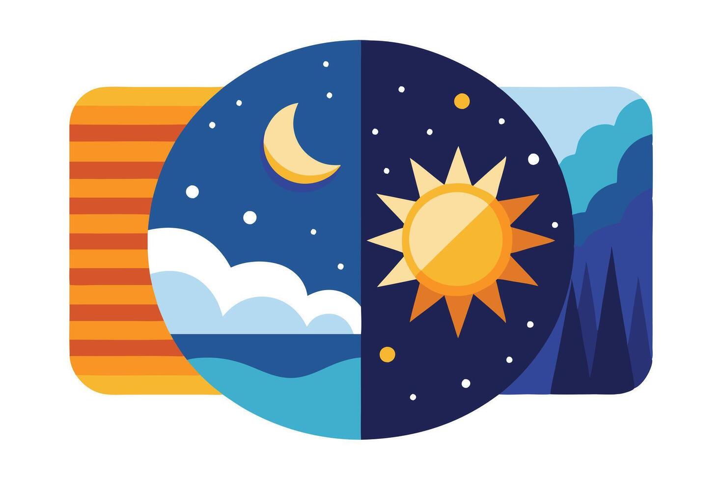 Abstract Seasons Weather Icon Set Day Night Sun Moon Landscape Nature vector