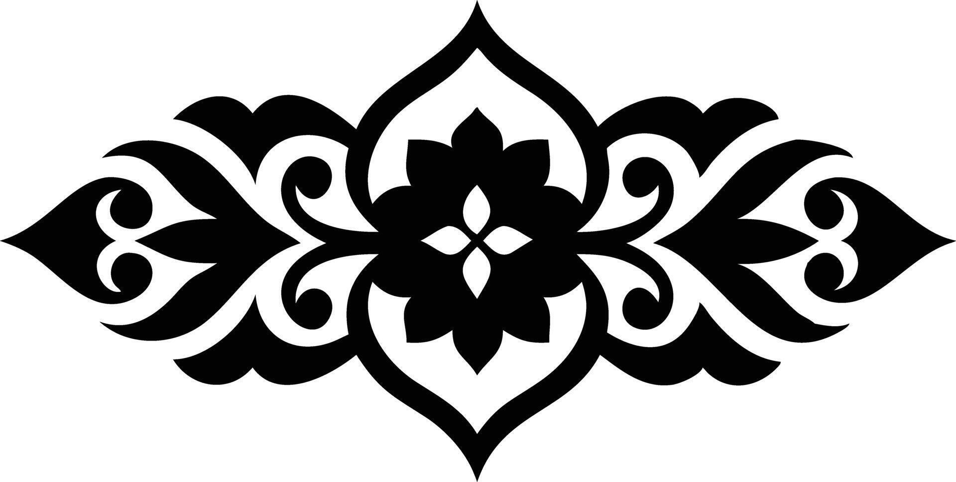 Elegant Floral Ornament Pattern Design in Black on White Background, Decorative Motif vector