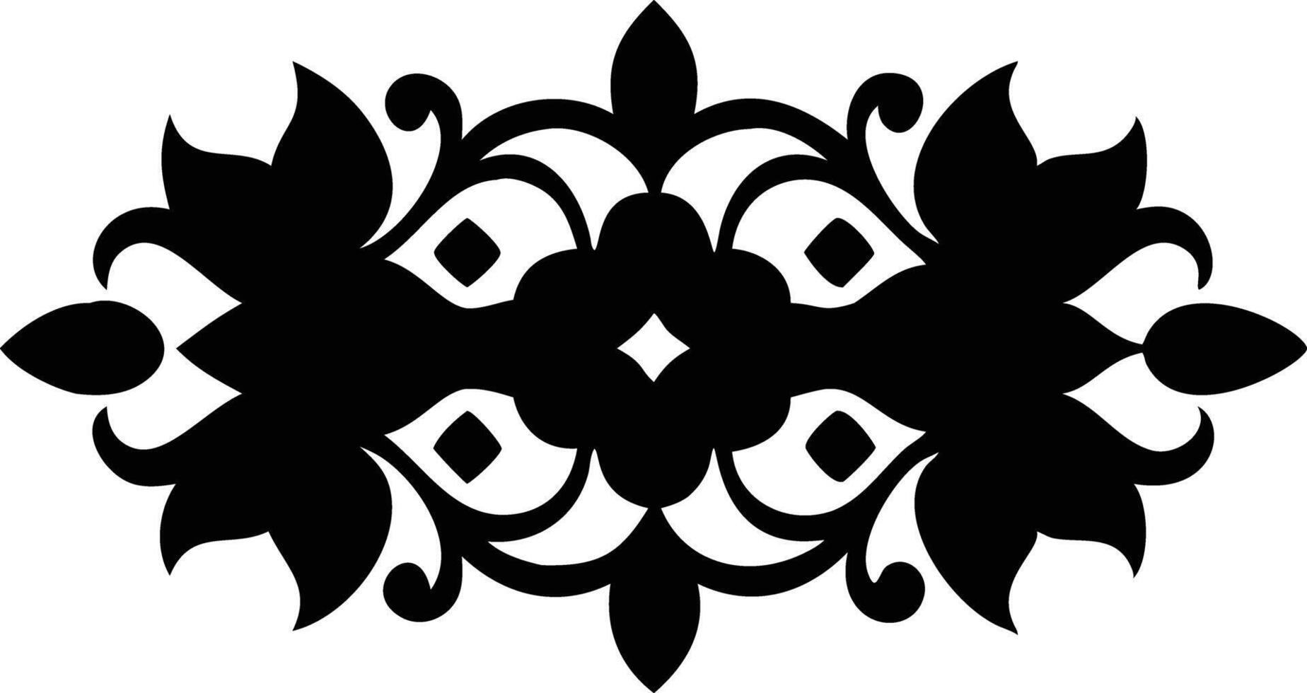 Isolated Black Floral Design Silhouette Symmetrical on White Background vector