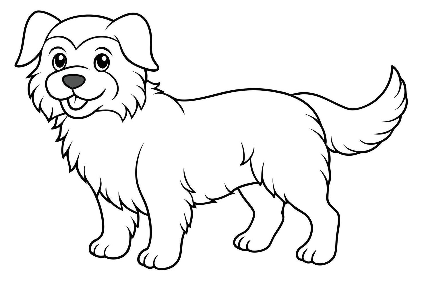 Cartoon Dog Outline with Friendly Expression and Clean Lines vector