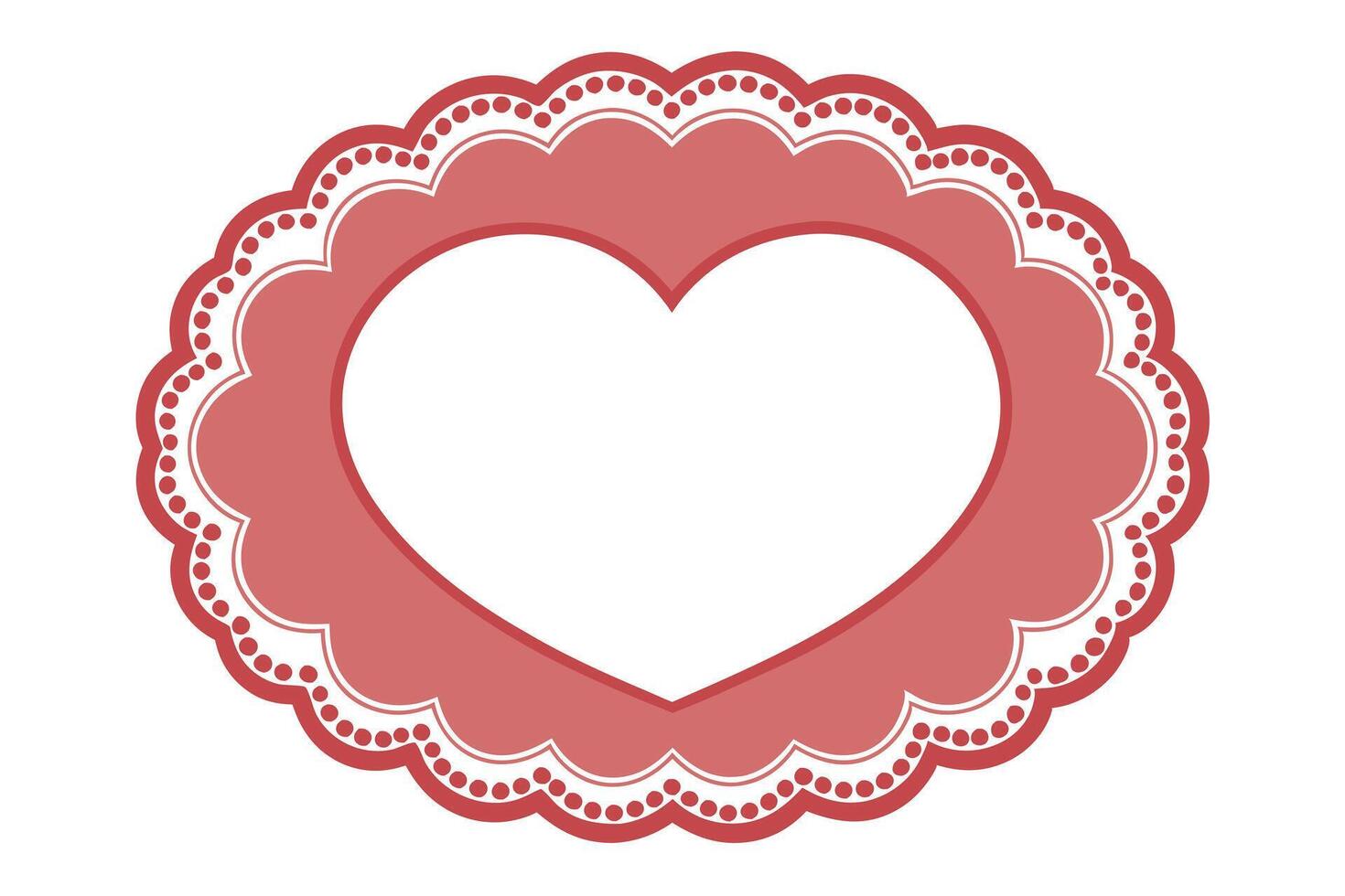 Decorative Heart With Scalloped Edge In Dusty Rose On White Backdrop vector