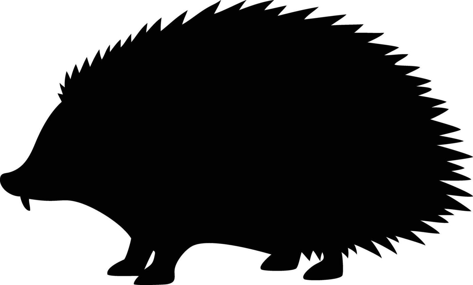Silhouette of a walking European hedgehog with distinctive spiky quills, transparent vector
