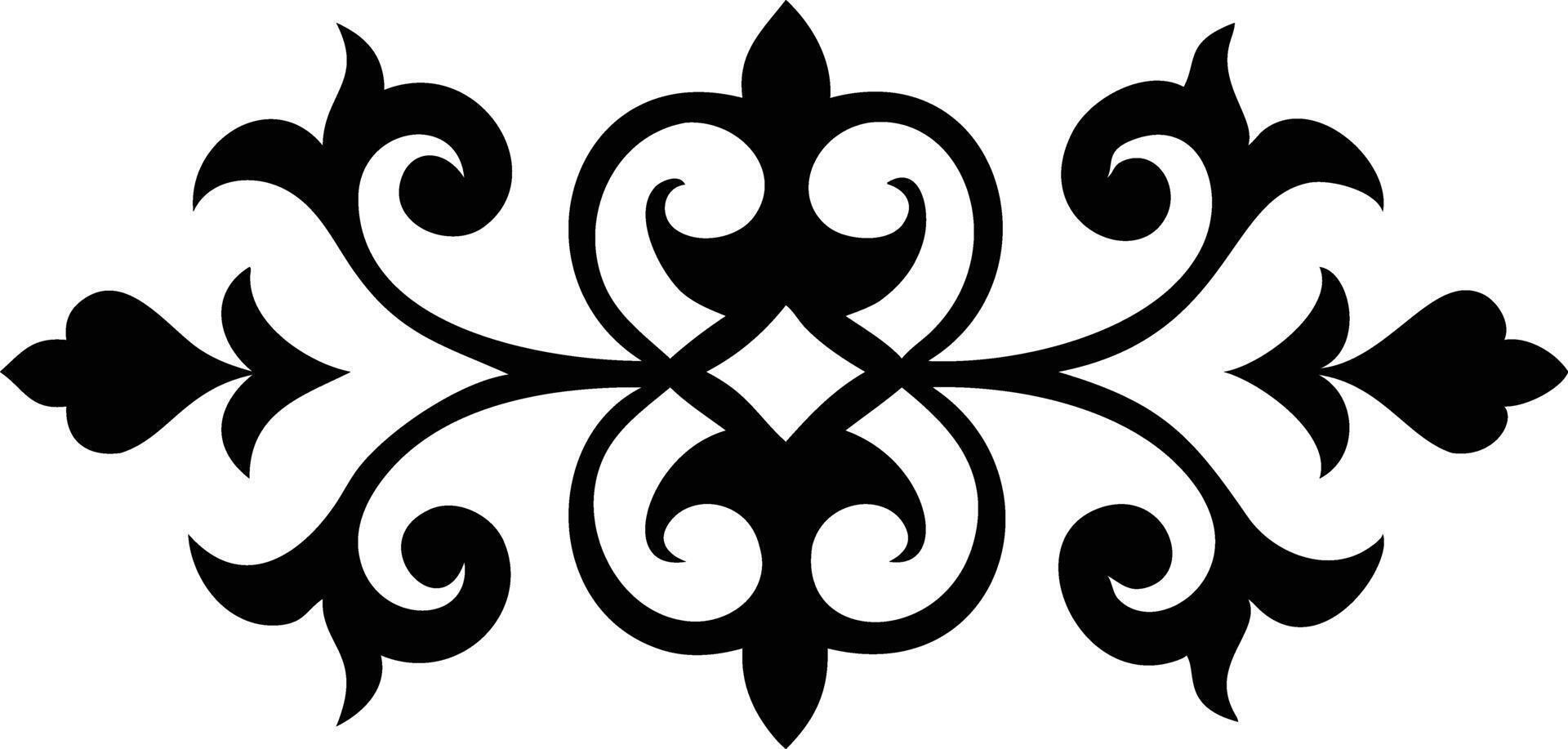 Floral divider ornament isolated on white background, symmetrical design vector