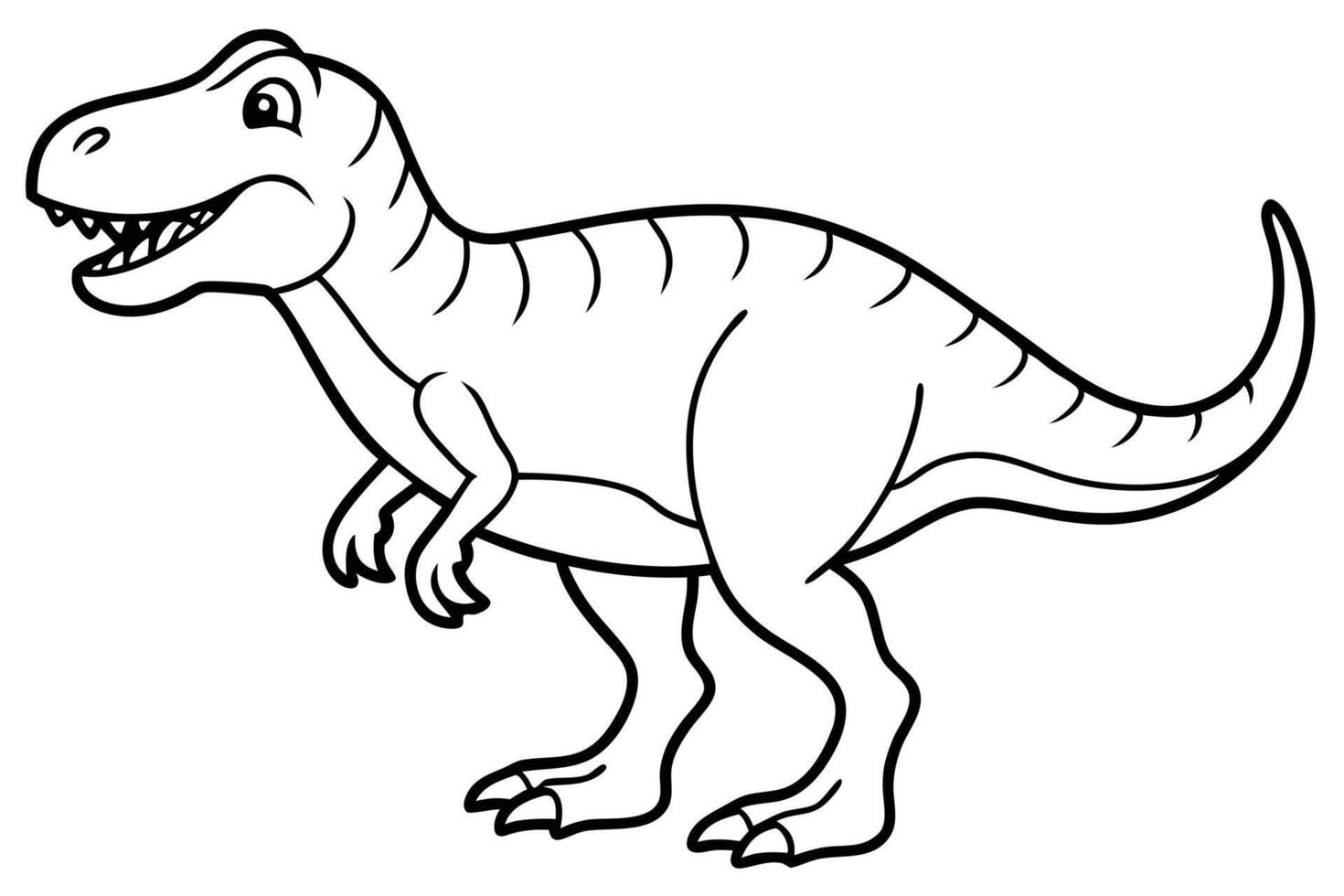 Tyrannosaurus Rex Cartoon Illustration, Outline Drawing, Isolated Transparent vector