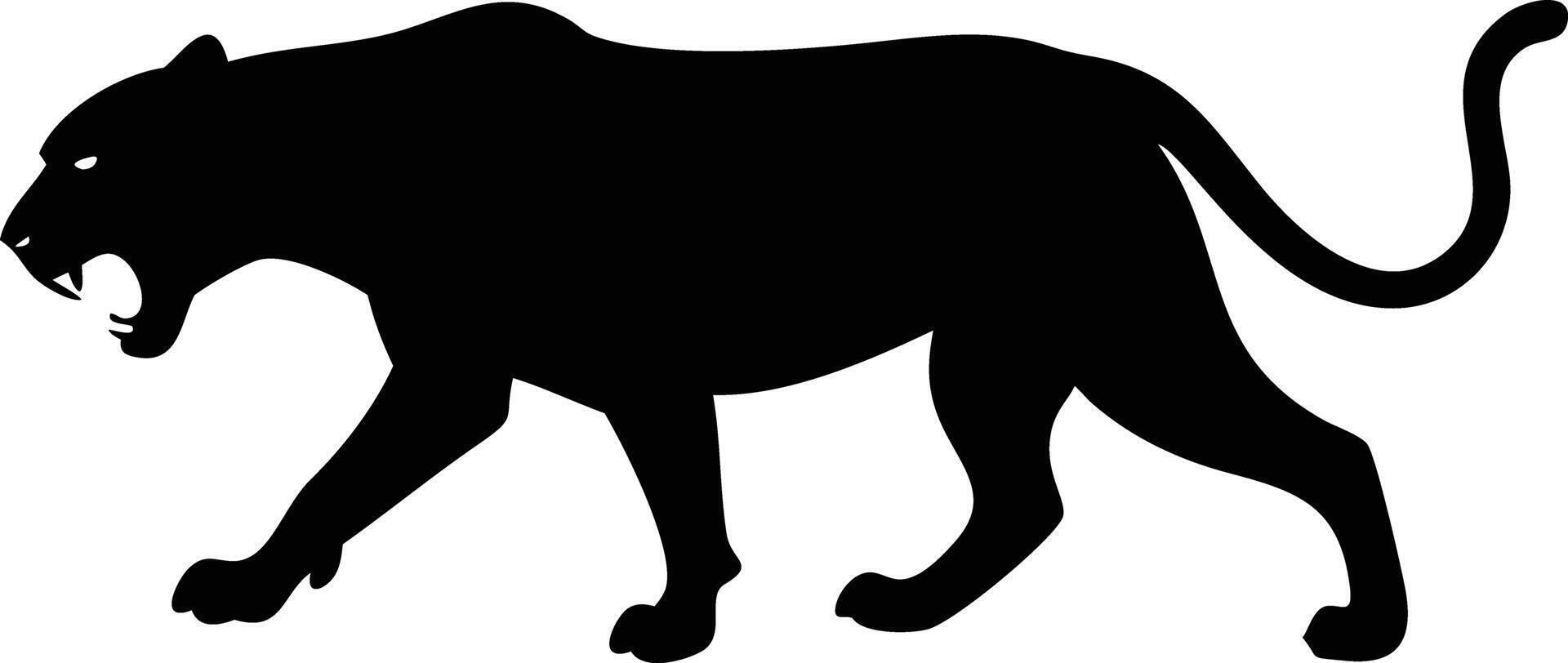 Walking Panther Silhouette Feline Wildcat Animal Predator on White vector