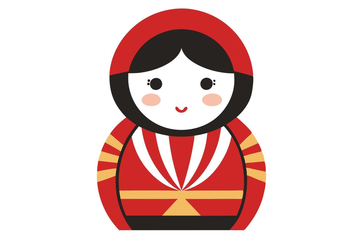 Cute Matryoshka Doll with Red Hood Ornamented Design, White Background vector