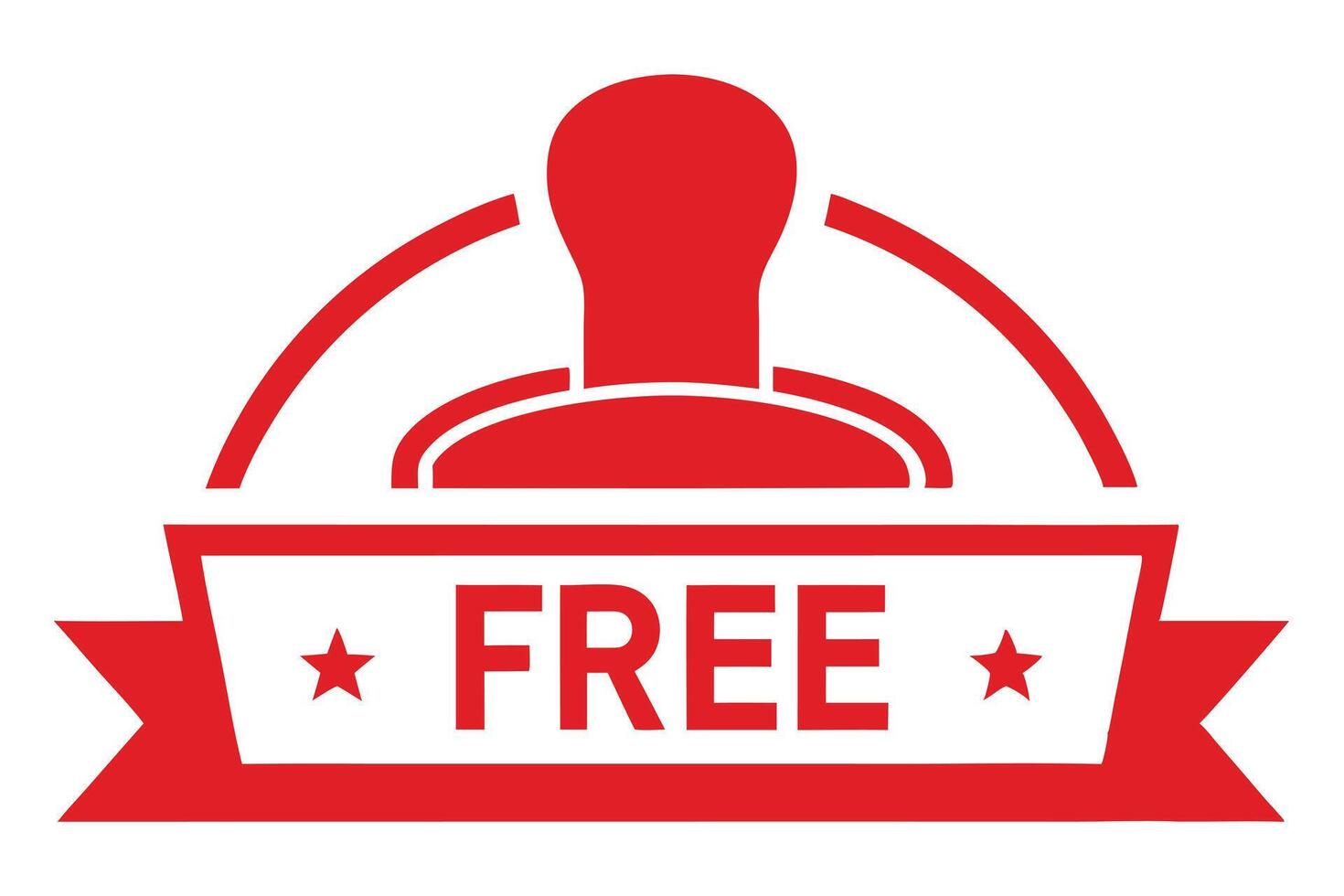 Rubber Stamp Style, Red Ink, Free Text Banner, White Background, Stars, Design vector