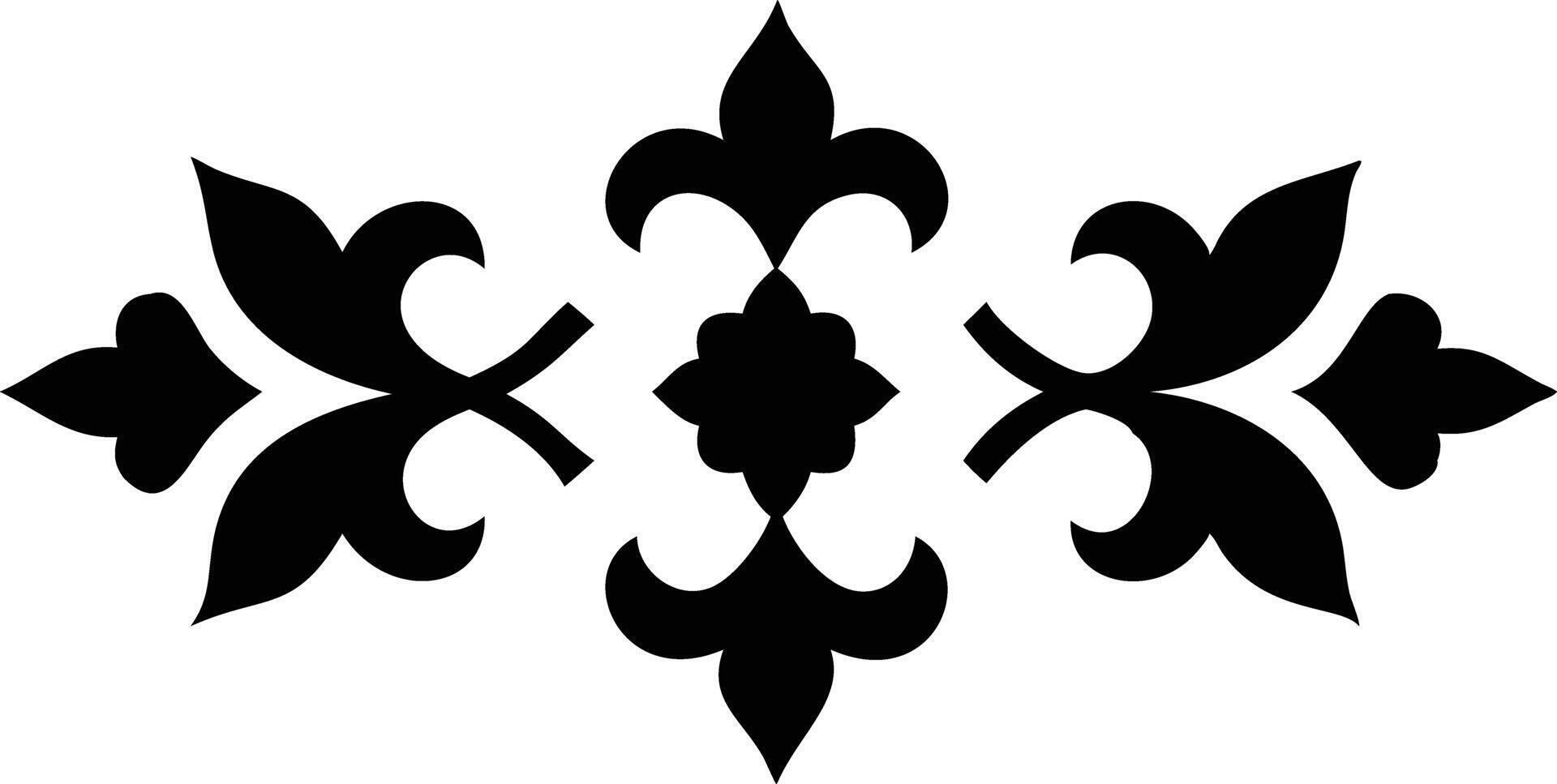 Ornate Floral Design, Decorative Element, Black Filigree on Transparent Base vector