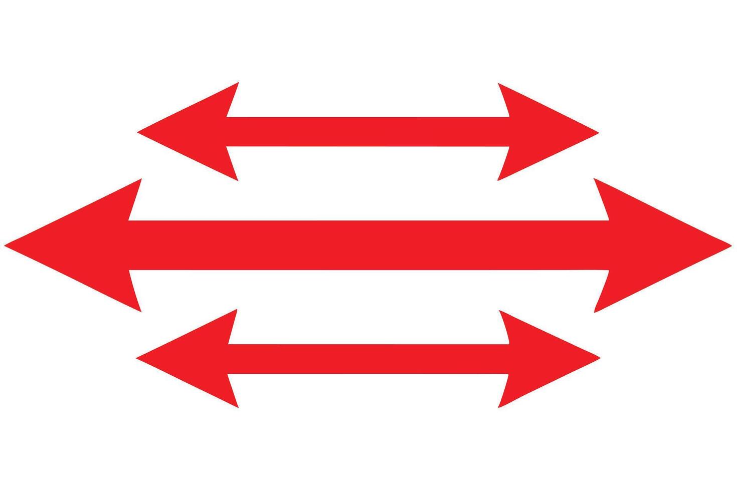 Three Pairs of Arrows Pointing Left and Right in Red Color on White Background vector