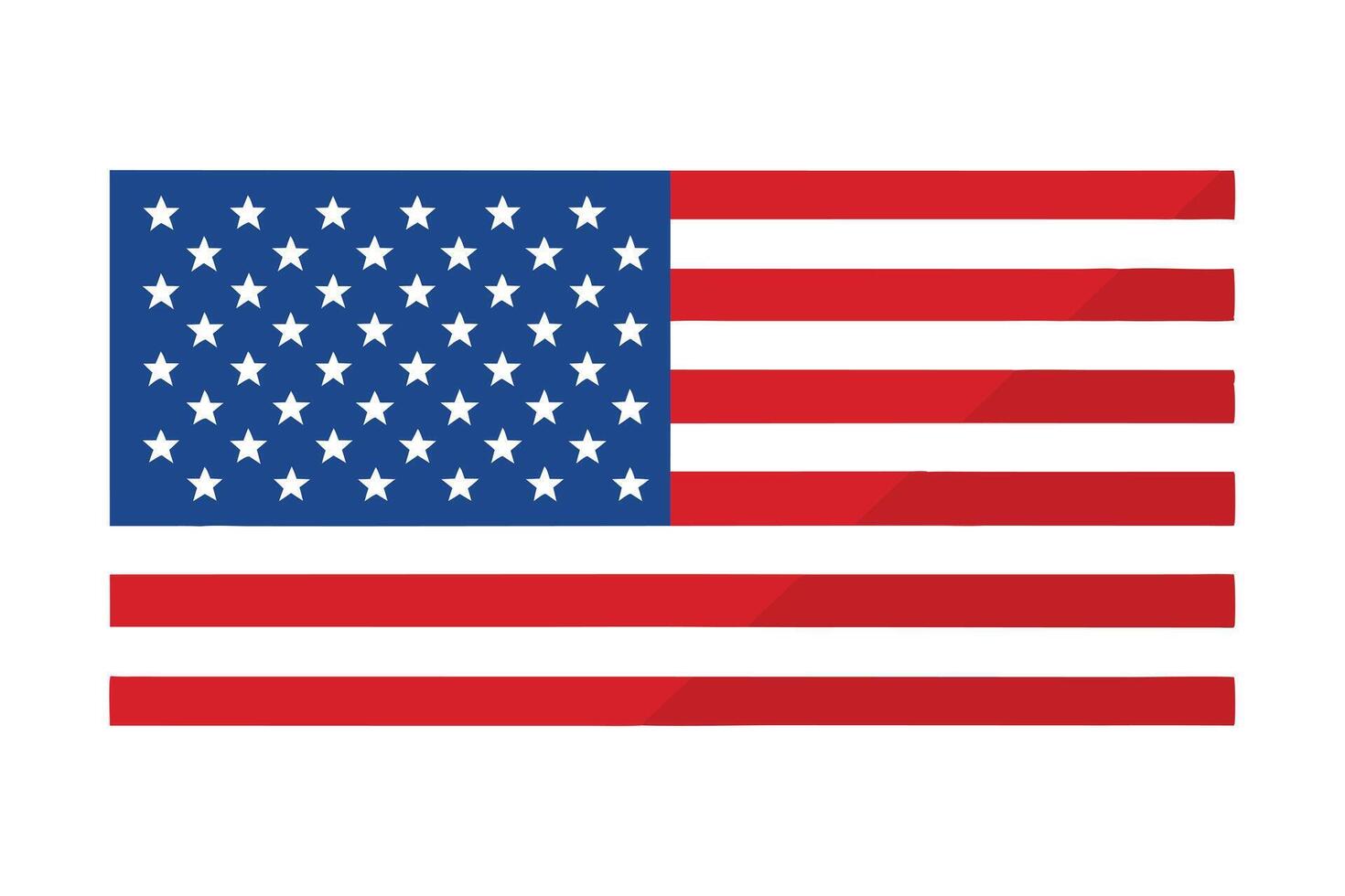 American Flag with White Stars and Red Stripes on White Background vector