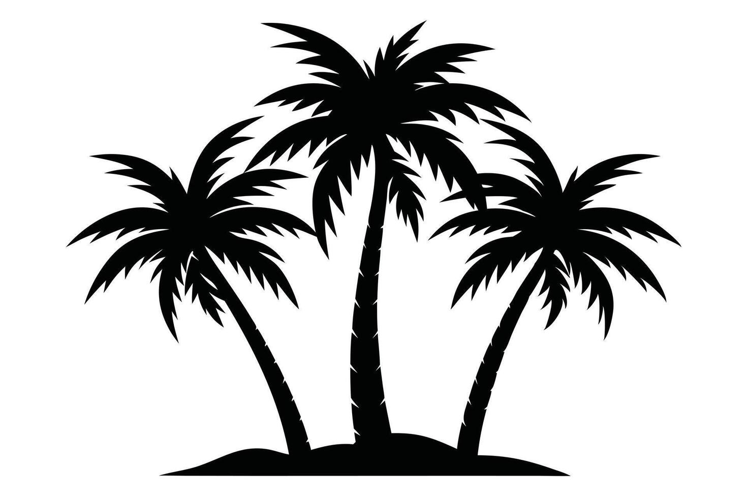 Three Palm Trees Silhouette on Transparent Background Design vector