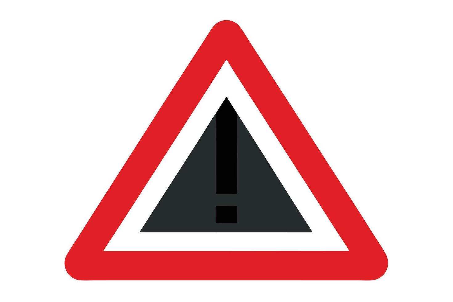 Red Triangle Warning Sign, Black Exclamation Mark Symbol, White Background, Safety vector