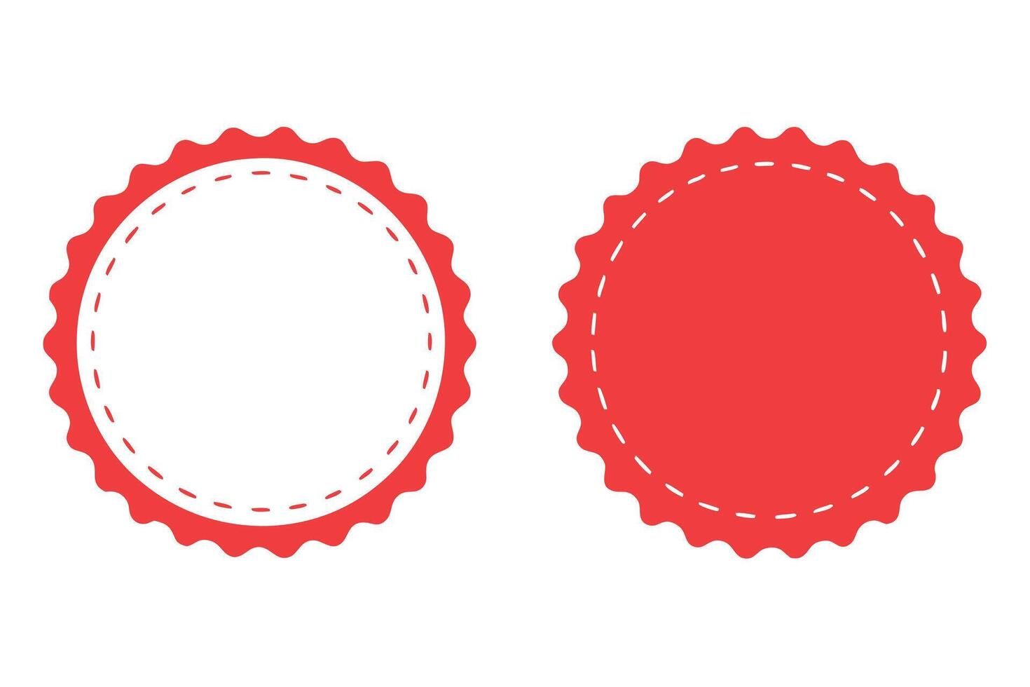 Two Red Circular Rosettes with Decorative Edges and Dotted White Outlines vector