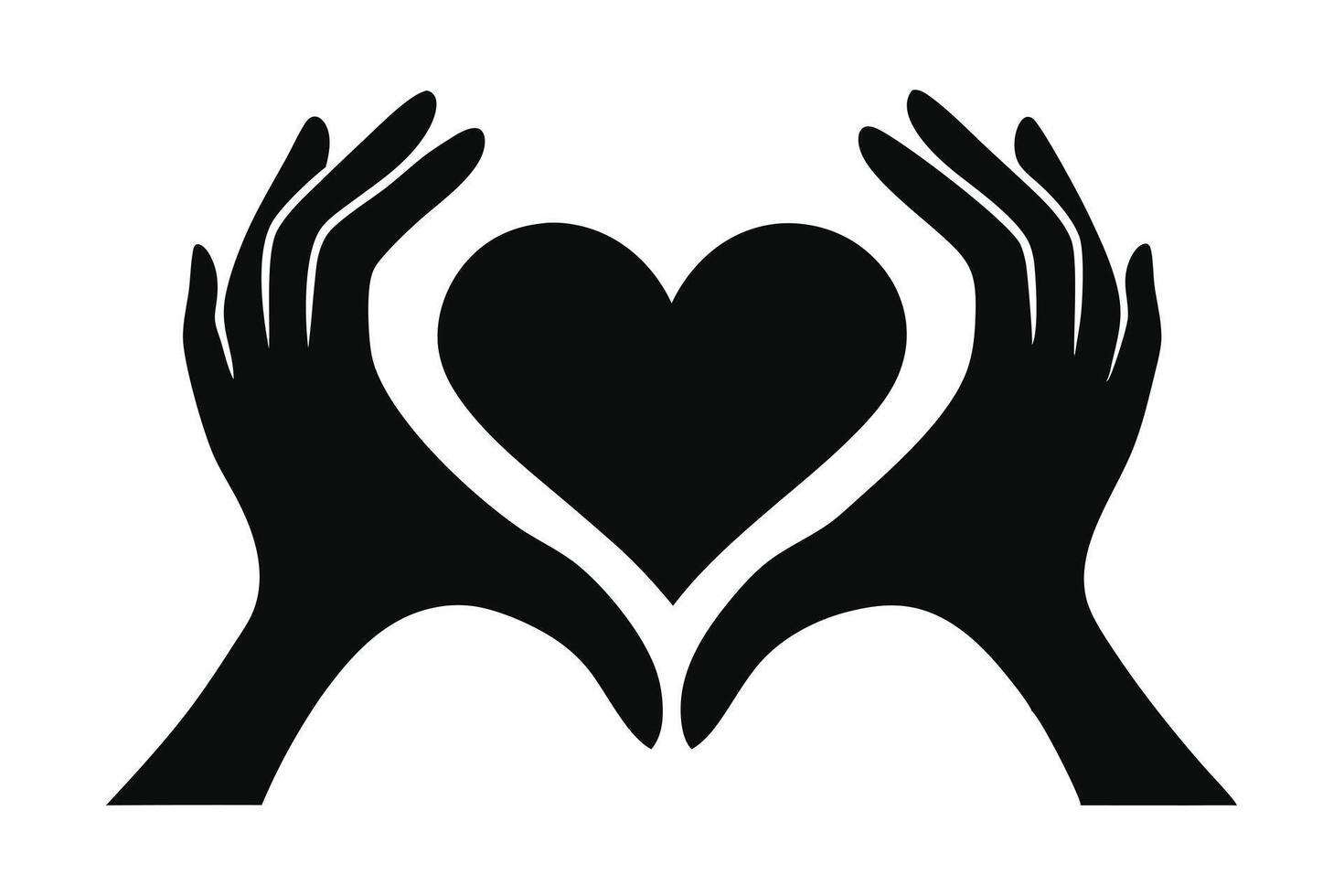 Heart Shape In Human Hands Silhouette Design on Transparent Background vector