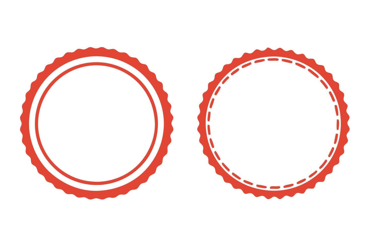 Red Stamp Border Badges Set on White Background Isolated vector