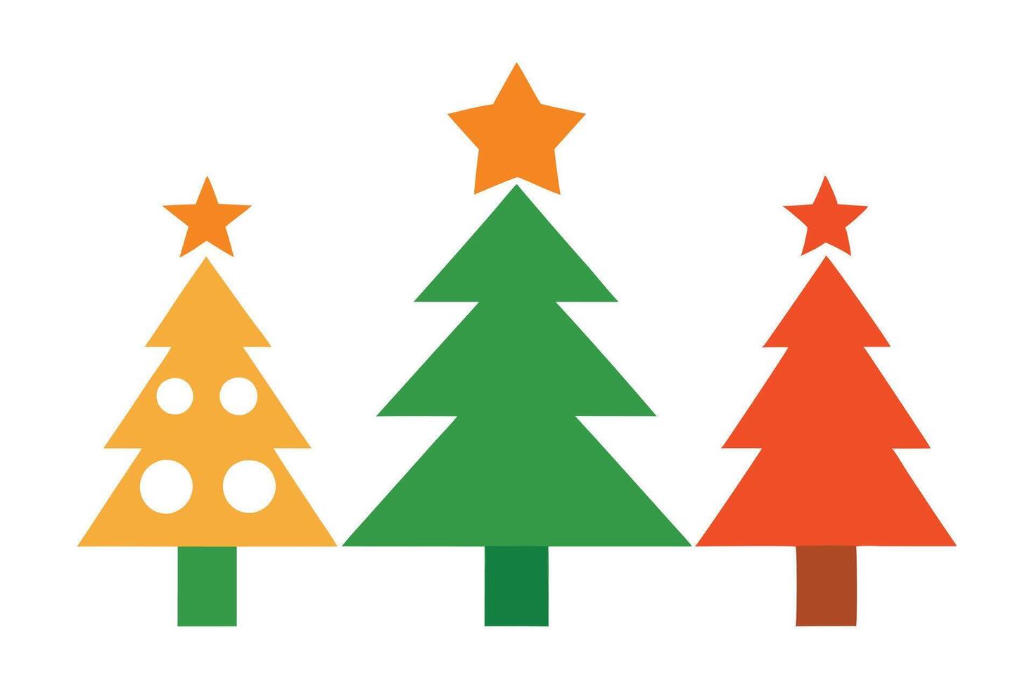 Minimalist Christmas Trees with Star Toppers on White Background Holiday Icons vector
