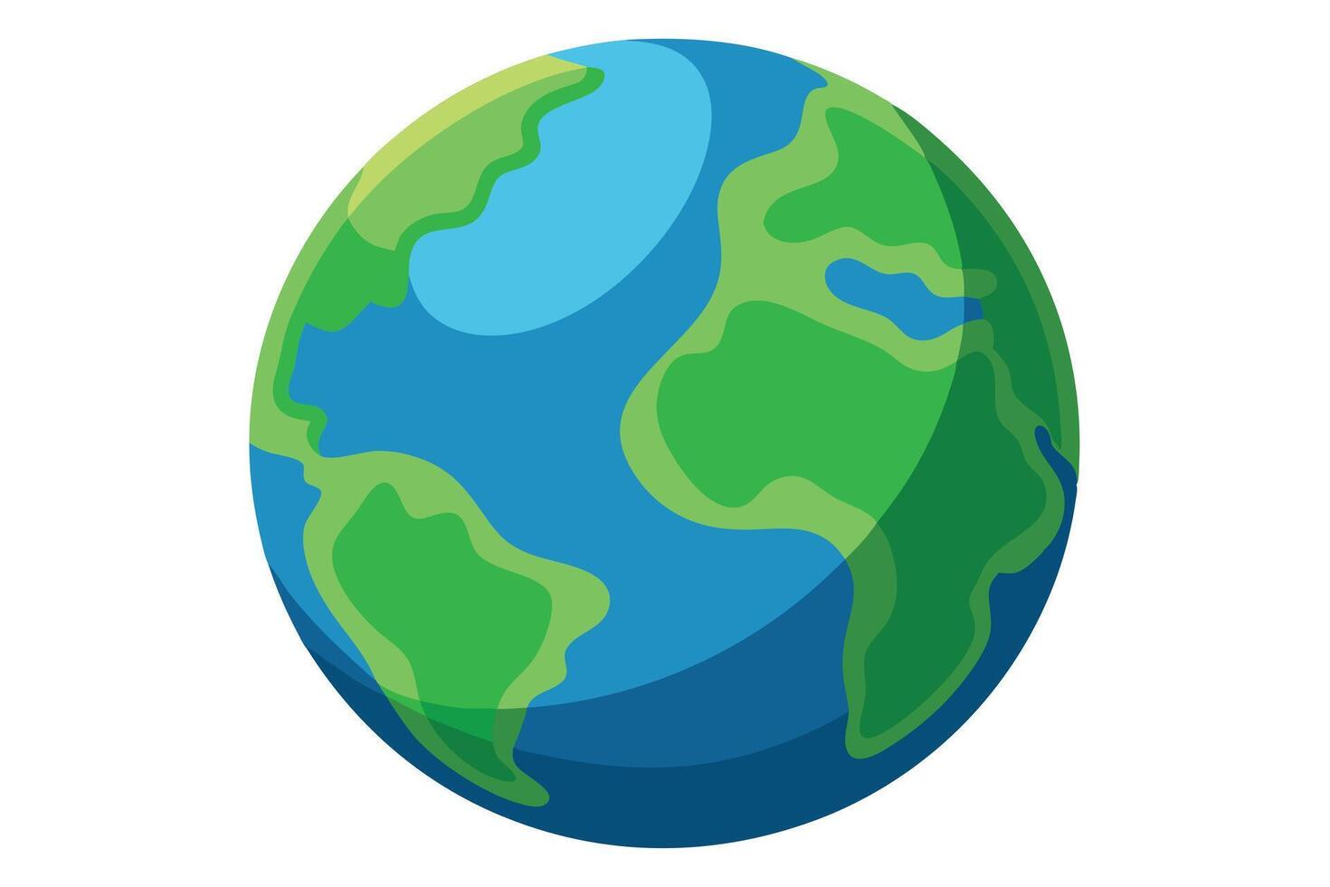 Globe Earth Green Blue Planet Isolated Cartoon World Map Land Mass Continent Round vector